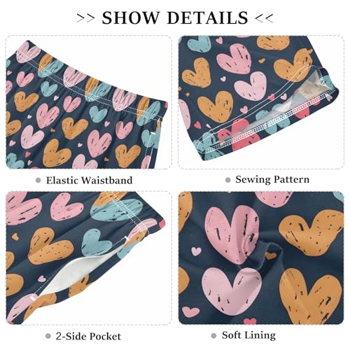 Hand Draw Cute Little Hearts Pajama Shorts Summer Lounge Pajama Bottoms Elastic Waist Pjs Pants for 6-14 Years3