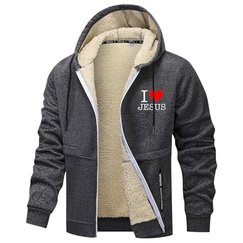 Polares para Hombre, Chaqueta de Forro Polar con Capucha y Cremallera, Abrigo cálido de Invierno con Bolsillos para Uso Informal al Libre. (Grey, L)