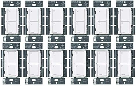 Lutron Caseta Smart Home Switch, Works with Alexa, Apple HomeKit, Google Assistant | 6-Amp, for Ceiling Fans, Exhaust Fans, LED Light , Incandescent and Halogen Bulbs | PD-6ANS-WH | White 12-Pack