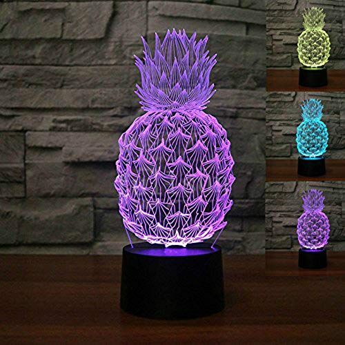 3D Pineapple Night Light Table Desk Optical Illusion Lamps 7 Color Changing Lights Led Table Lamp Xmas Home Love Birthday Children Kids Decor Toy Gift #TOP9