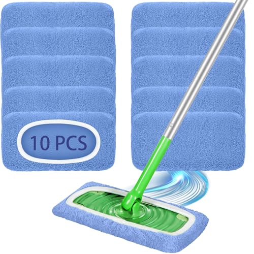 10 paños secos para mopa Swiffer húmedos, lavables para toallitas húmedas Swiffer, para toallitas Swiffer, para Swiffer en húmedo/seco, limpiar rápidamente las manchas del suelo (sin mopa de suelo)