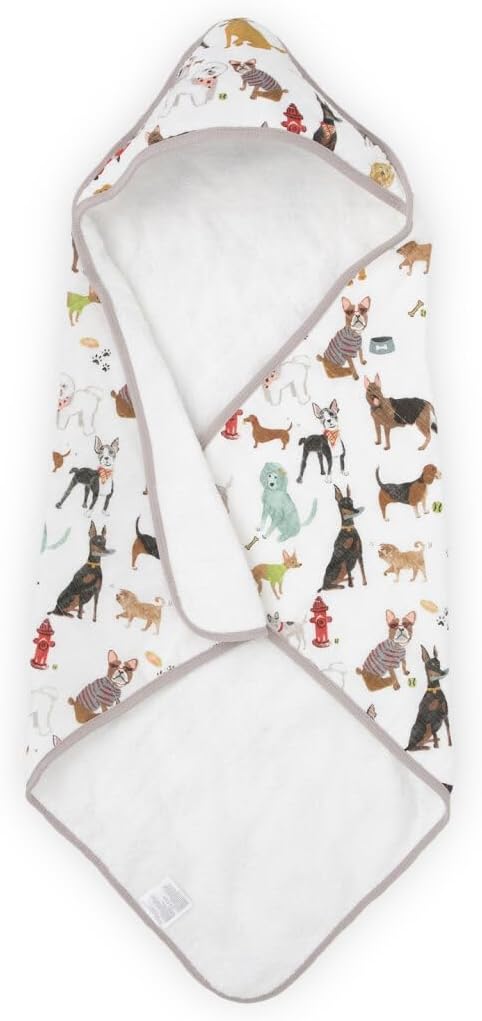 Little Unicorn Premium Infant Hooded Bath Towel| Soft & Absorbent Cotton & Terry Fabric for Newborns (Woof)