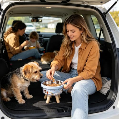 Erhöhte Futternäpfe für Hunde, rutschfest, abnehmbar, erhöht, großer Futternapf für Katzen, für drinnen und draußen, Zuhause, Haus, Welpen, Kätzchen, Reiseaufbewahrung-3