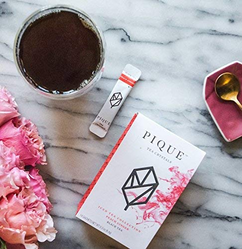 Pique Organic Peach Ginger Black Tea Crystals - Gut Health, Energy, Fasting - 14 Single Serve Sticks (Pack of 1)