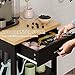 Shintenchi Kitchen Island Cart with Storage,Rolling Kitchen Island Side Table on Wheels with Worktop,Single Door Storage Cabinet and Drawer for Kitchen,Dinning Room, Black