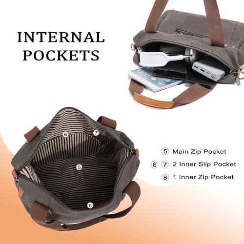 DOURR Women Canvas Shoulder Handbags Casual Cross body Bag Work Travel Commuter Tote3