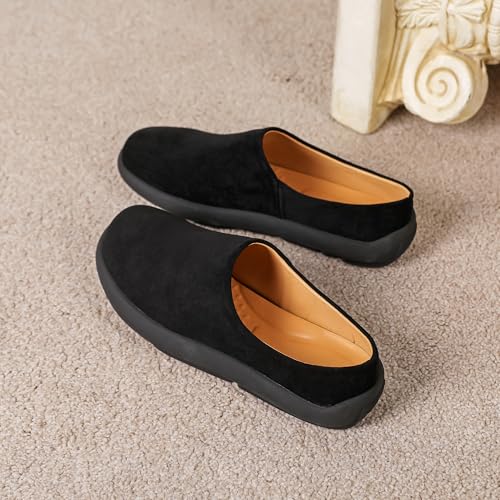 Image of LCQL Men Breathable Slides Slipper Leather Mules and Clog Summer Outdoor Indoor Flat Loafers Size 7-12