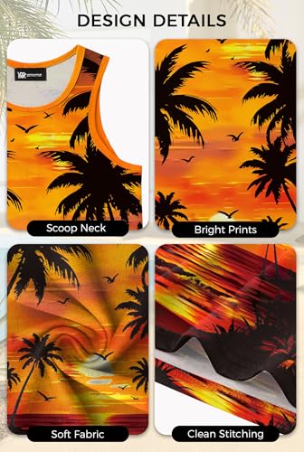 Image of VOGSTART Mens Hawaiian Beach Tank Tops Summer Vacation Muscle Top Graphic Sleeveless Shirts (S-3XL)