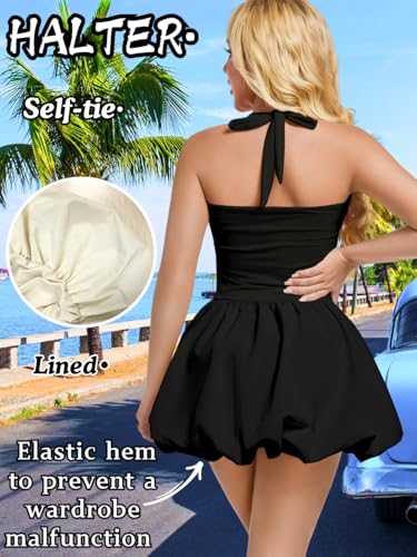 Halter Mini Bubble Dress, Date Night Birthday Homecoming, Coquette Short Corset for Women, Sexy Cute Going Out3