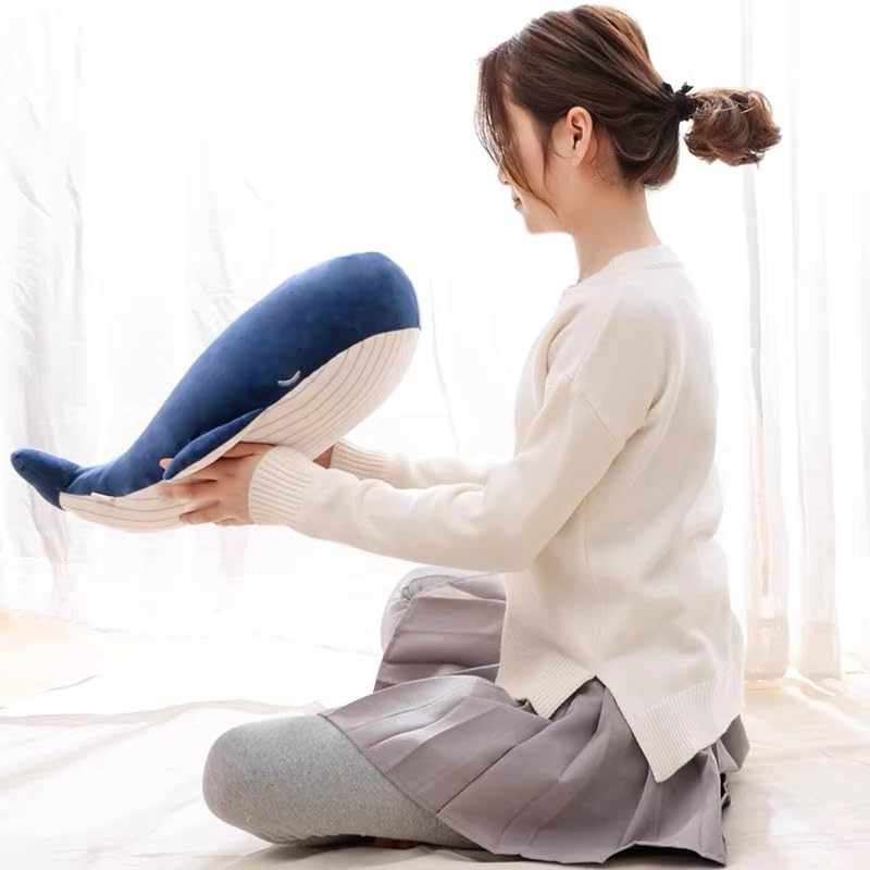 MAIPAI Cute Whale Stuffed Animals Plush Pillow,Soft Kawaii Blue Whale Plush Toy,Cotton Plushies Pillows Doll for Kids Plush Figure Gift (Blue 25cm) - Image 2