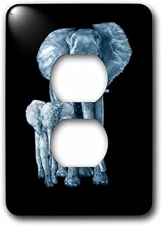 3dRose Baby and Mama gray African elephant animal safari art. - Light Switch Covers (lsp-379493-6)
