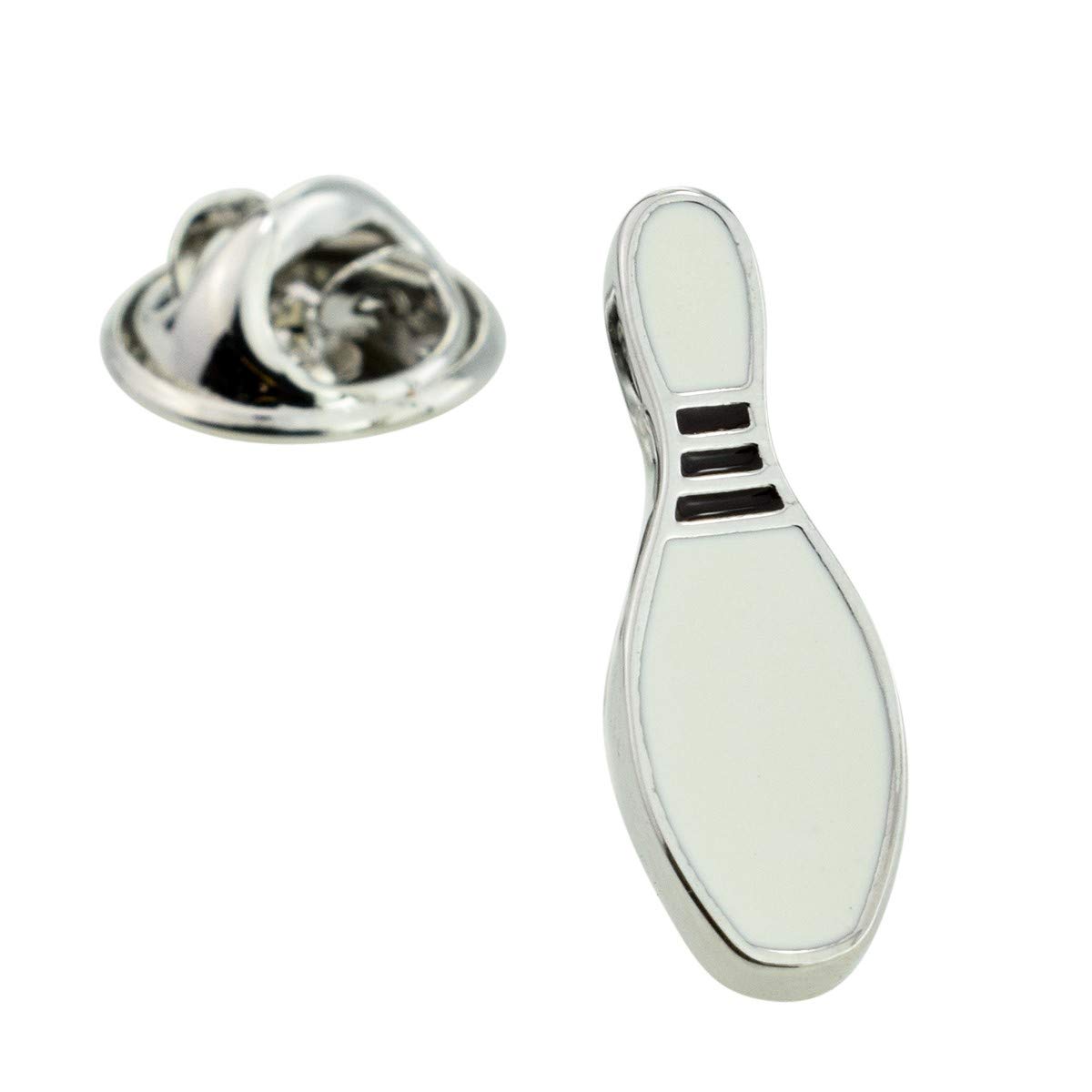 Rhodium Plated Ten Pin Bowling Skittles Pins Lapel Pin Badge AJTP197