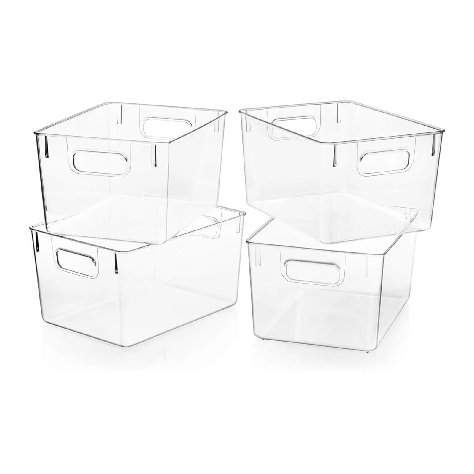 MJINA 4 Pack Clear Plastic Storage Bins, Pantry Organizers and Storage Containers Fridge Organizer Bins Kitchen Cabinet Organizer