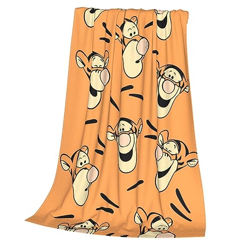 Image of Tigger Blanket Soft Cozy Fleece Throw Blanket Plush Lightweight Warm Fuzzy Flannel Blankets and Throws for Couch Sofa Bed 50"X40"