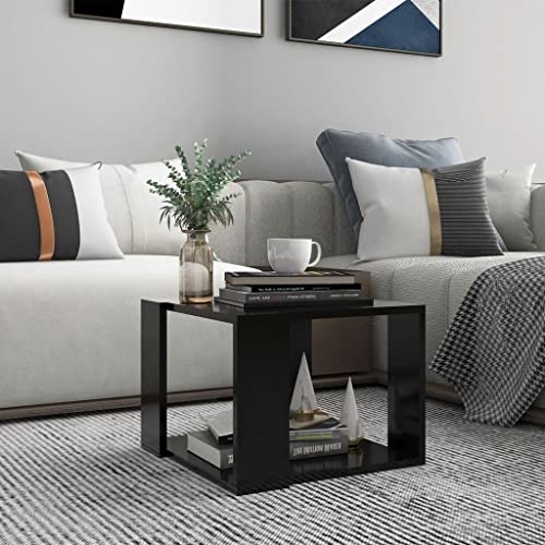 Refined Tavolino da Salotto Nero 40x40x30 cm in Legno Multistrato