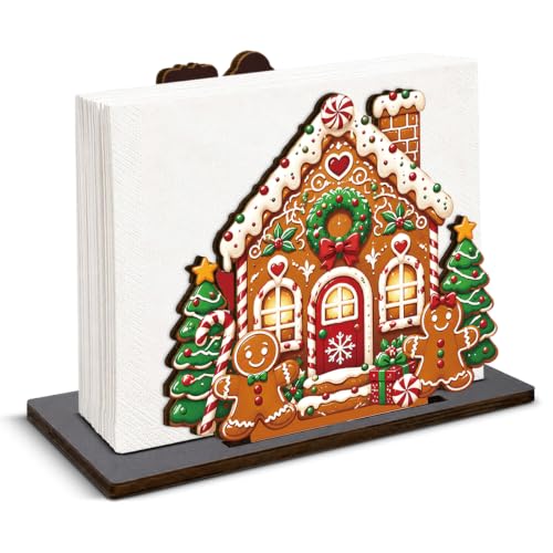 Christmas Gingerbread House Napkin Holder, Xmas Kitchen Table Decor