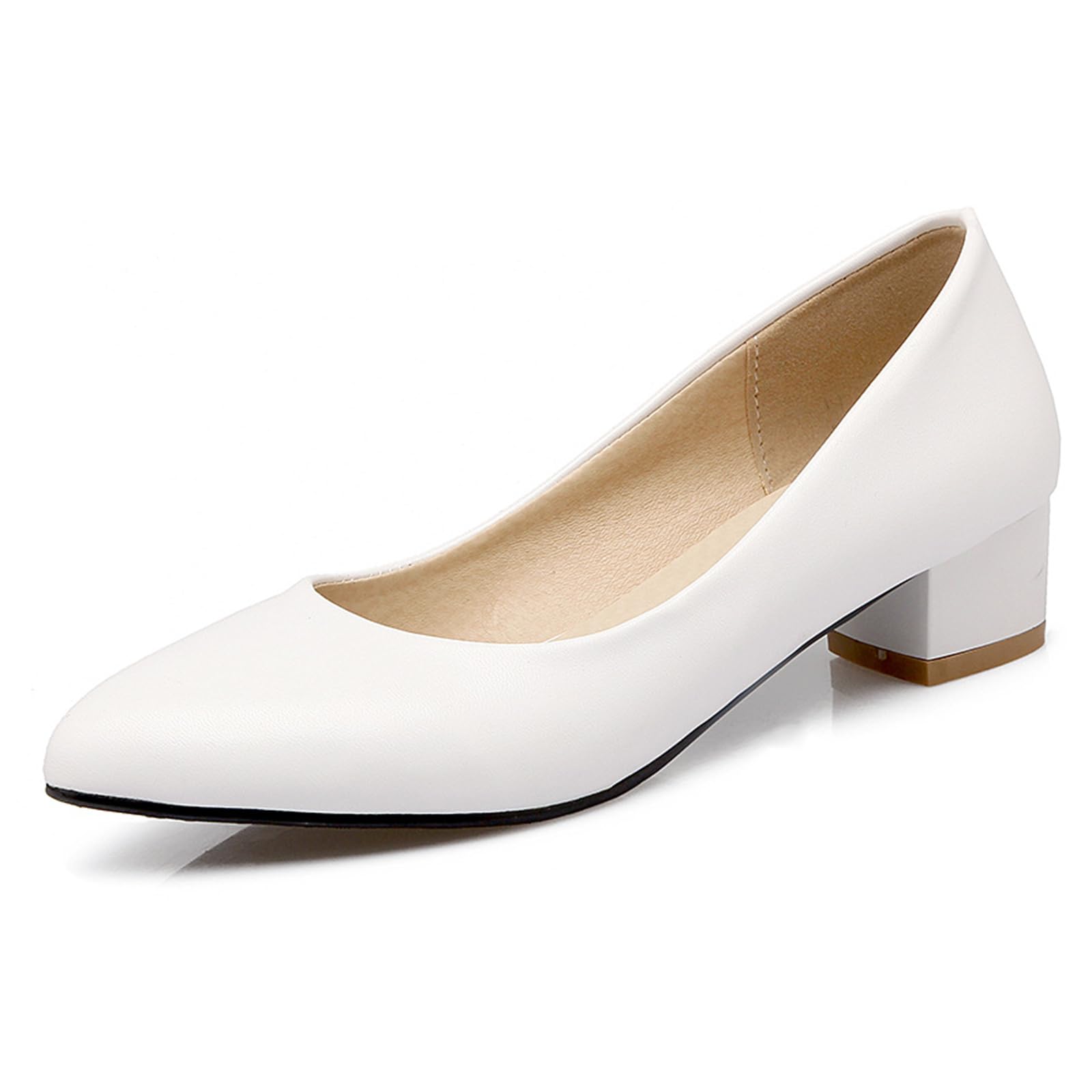 Elegante Brautschuhe mit Spitzer Zehe und Blockabsatz Schlupf Abendpumps Formelle Court Schuhe Für Hochzeitsempfang und Abendliche Cocktailveranstaltungen