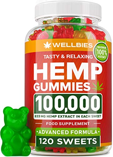 Hemp Gummies 100,000 - Premium Hemp Gummy Bears for Stress & Anxiety Relief - Made in USA - Hemp Extract Natural Calm Gummies - Efficient with Inflammation, Stress & Sleep Issues - Omega 3 Gummies