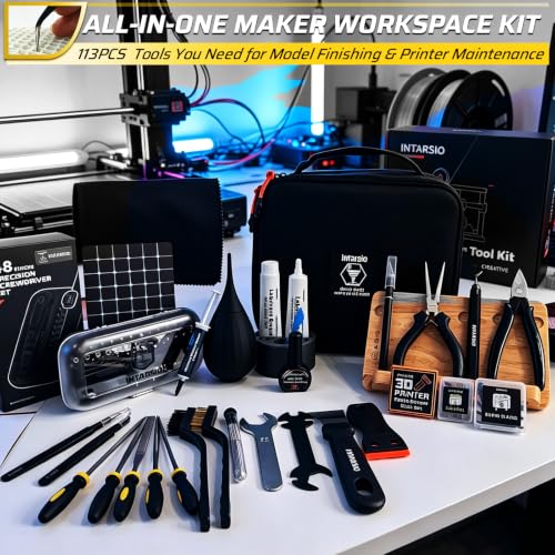 Image of 113Pcs 3D Printer Tool Kit and Accessories with Case incl. Scrapers, Pliers, Files, Deburring, Nozzle Anti-Stick Coating, Lubricant Oil /Grease, Screwdriver Set, for Bambu Lab & all FDM /SLA 3D Printers