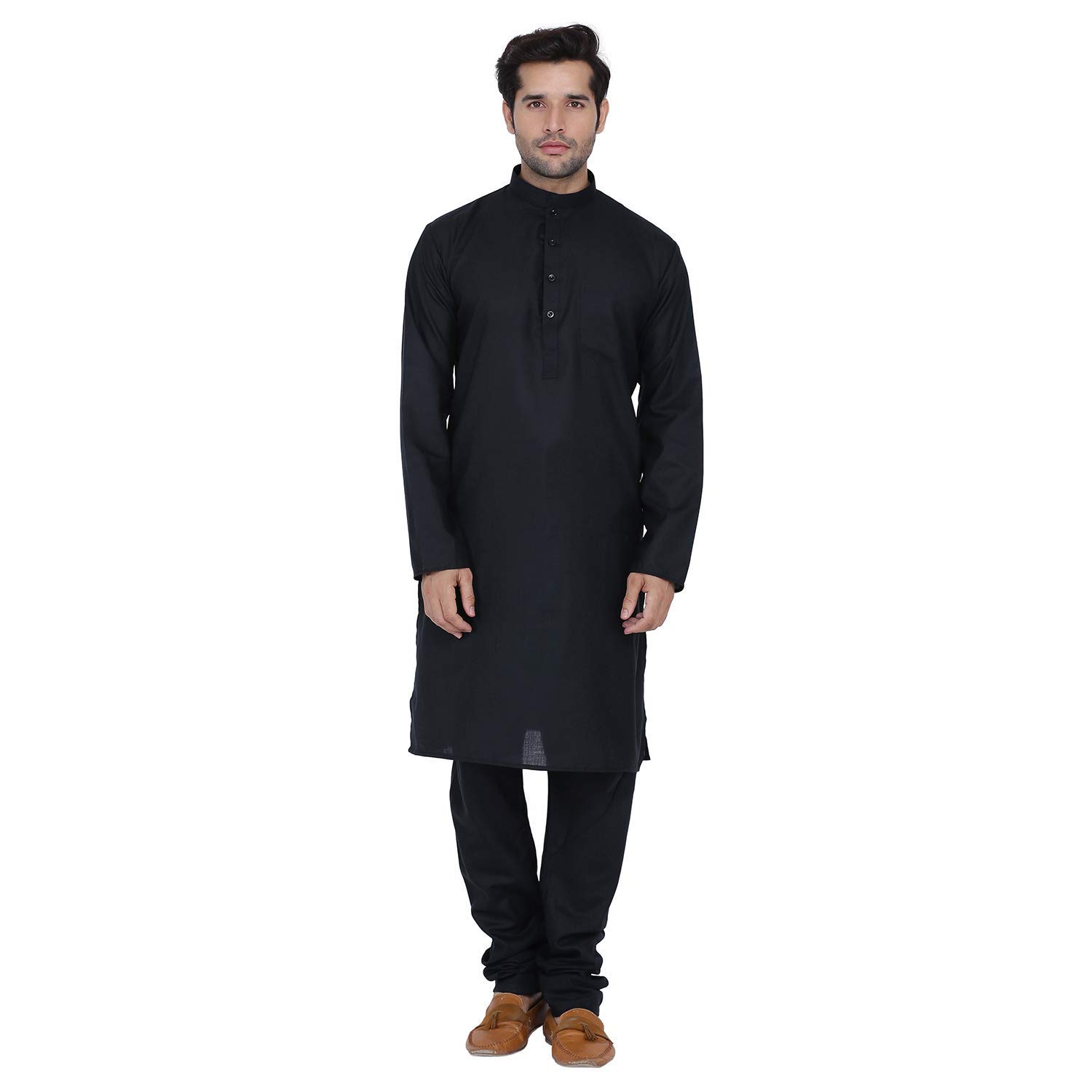 royal kurta Mens Cotton Kurta Pyjama Set (Black, 44)-picture-35