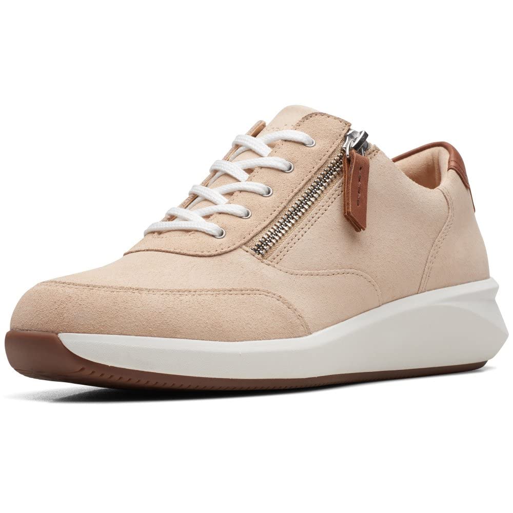 Clarks Women's Un Rio Zip Sneaker, Light Sand Nub, 3.5 UK