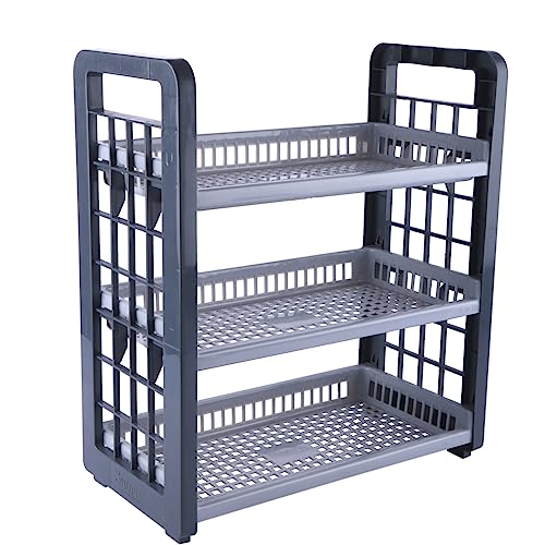 SAURA - 3 Shelf Multipurpose Storage Rack, Grey (B0CBCK8RL4) Amazon Price History, Amazon Price Tracker