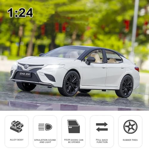 Image of 1 /24 Big Toyota Camry Toy Car Metal Pull Back Diecast Car with Openable Door and Sound Light, Gifts Toys for Kids【 Red 】