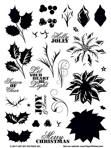 HOTP Clear Stamps - Layering Poinsettia & Holly - Silicone Stamps HOTP1233