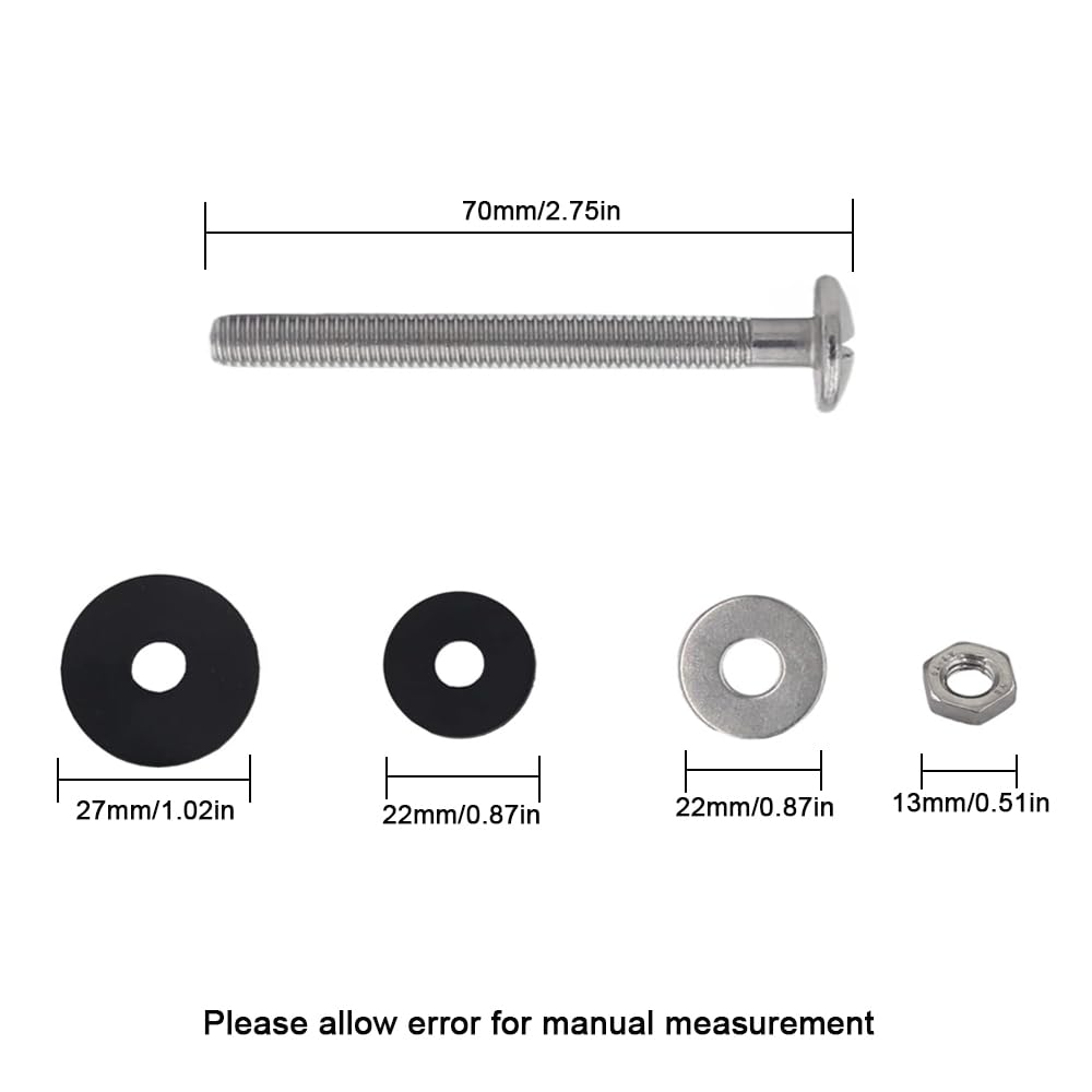 Universal Toilet Tank to Bowl Gasket Kit, 2 Kind Gasket and 2 Sets Bolt Kit Fits 2 Inch and 3 Inch Toilet Flush Valve Tank Coupling Kit - Image 3