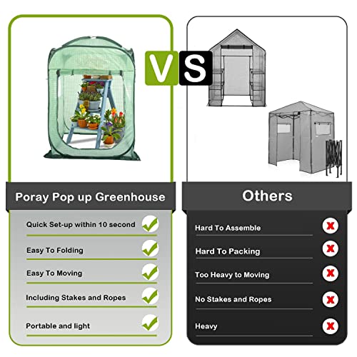 Porayhut Pop Up Greenhouse Tent,Portable X-Large Walk-in Flower House ,Indoor Outdoor Gardening Plant Sunshine Room with PE Mesh Cloth Cover for Protecting Plant from Cold Frost & Birds - Image 4