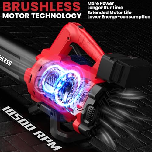 Cordless Leaf Blower for Milwaukee M18 Battery, 480 CFM Electric Blower with Brushless Motor, Lockable to Maintain Speeds up to 130MPH, Handheld Blower for Snow Blowing, Lawn Care, Yard(No Battery) - Thumbnail 2