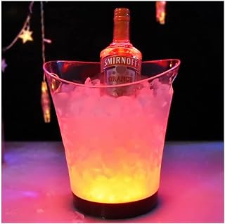 Ice Bucket,Ice Bucket with Lid and Ice Tongs,Ice Bucket,Party Ice Buckets Large Drinks Bucket Containers Ice Bucket with Discoloration Ice Bucket Wine Cooler Colors Changing Champagne Wine B