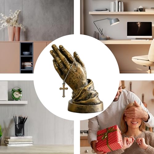 Petite statue mains priantes en résine pour tableau de bord et déco de table