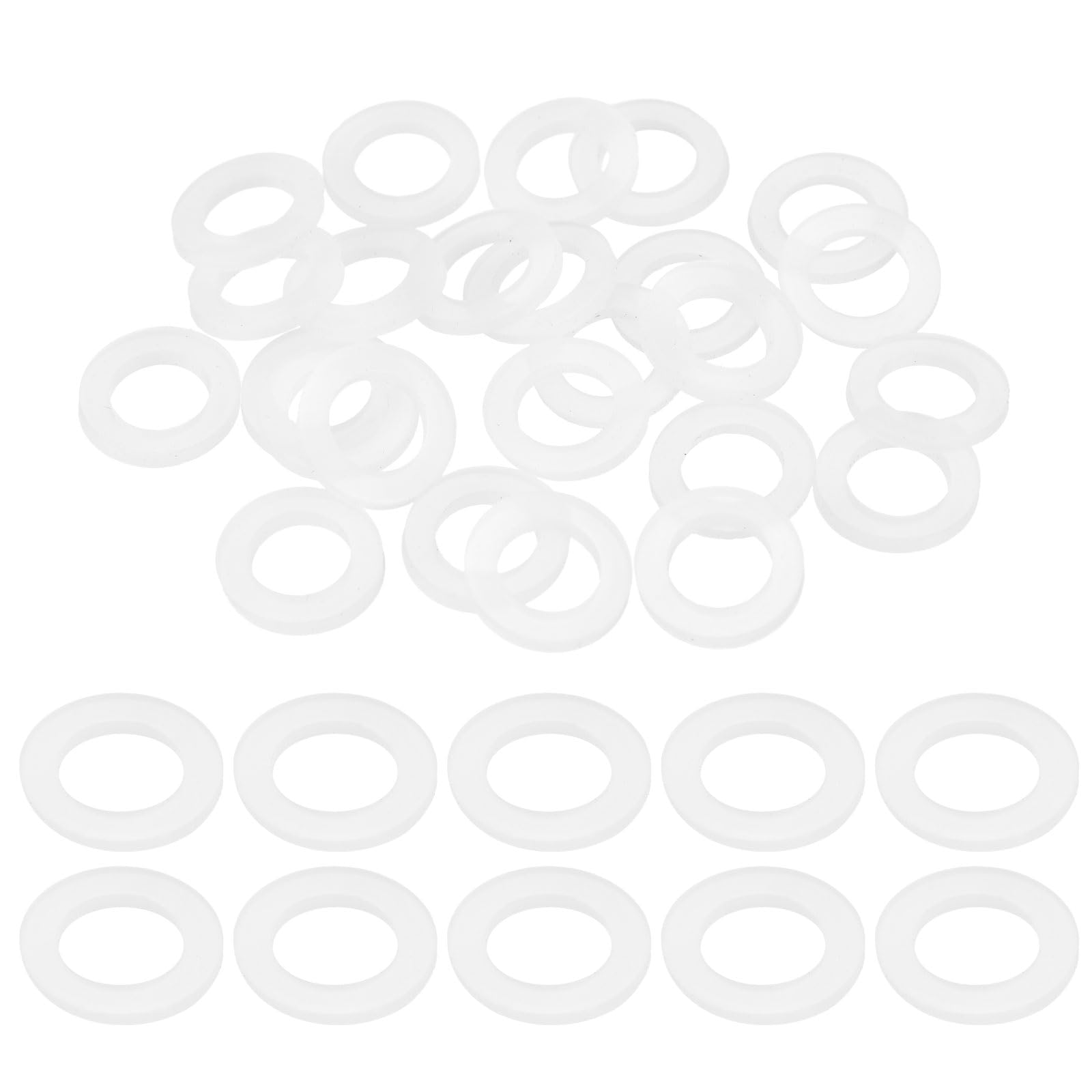 DEFANEX 25pcs M10 Silicone Flat Washer (10mm ID 16mm OD 2mm Thick) - Flexible O-Ring Sealing Fastener Spacer Gasket Washer Grommets Accessories for Faucet Water Hose Valve Pump