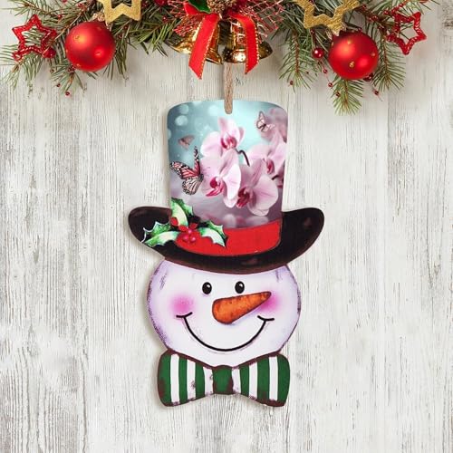 Panneau de Noël en bois rigide avec détails d'orchidée et fleur festive - 7