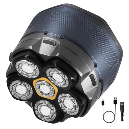 ALLOMN Afeitadoras de cabeza para hombres, afeitadoras eléctricas inalámbricas impermeables para hombres calvos, recortadora rotativa recargable para hombre con cabezal de hoja magnética, kit de