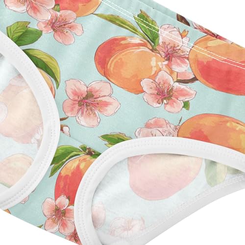 Wusikd Peach Fruit Blossoms Girls' Underwear Cotton Girls Briefs Soft Toddler Underwear 2T4