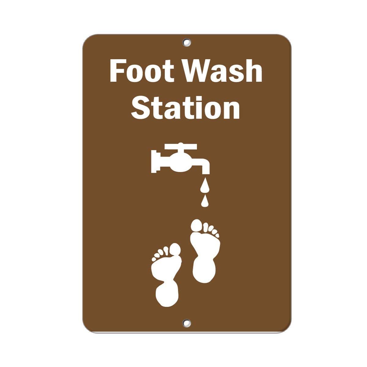 Aluminum Park Facility Guidance Sign, Foot Wash Station Marker, Indoor Outdoor Wall Decor, 12x8 Inches