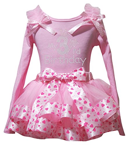 Camiseta 3 cumpleaños niña corazón San Valentín Nb-8J manga corta algodón