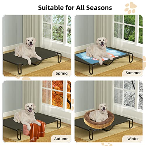 KORIMEFA Erhöhtes Hundebett bis 60 kg, Haustierbett Outdoor, Waschbare Hundebetten Hundeliege Haustierliege Gross Hunde, 122x85 cm mit rutschfesten Füßen für Garten Indoor Draußen