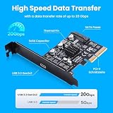 GRAUGEAR 20 Gbit/s USB typu C karta I Extra Typ-C w gnieździe PCI [20G USB-C] rozszerzenie USB 20 Gbps USB PCI Express adapter do C I PCIe USB 3.2 generacji 2 karty I PC akcesoria w komputerze