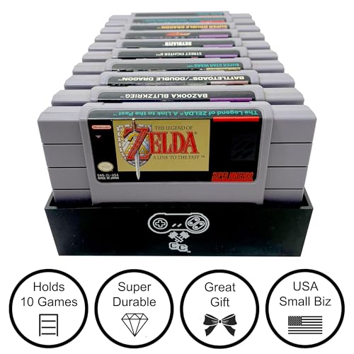 Image of Collector Craft, Black, SNES Compatible Cartridge Holder, Holds 10 Games, Clutter Reducing, Retro Video Game Collection, Works with Super Nintendo Entertainment System NTSC and PAL Cartridges