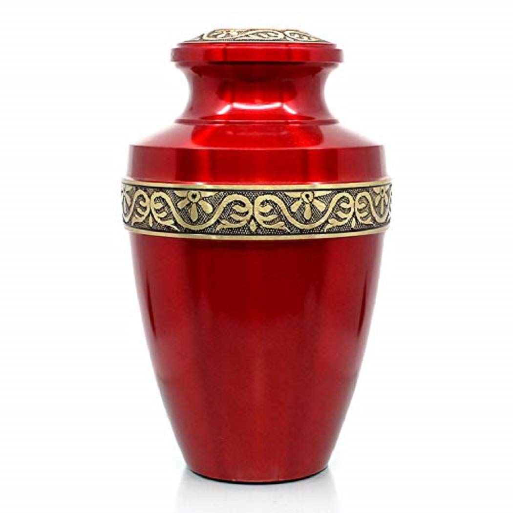 Casket DepotCremation Urn: Eternity Mimosa Red and Bronze Banded Vase Urn (Adult)