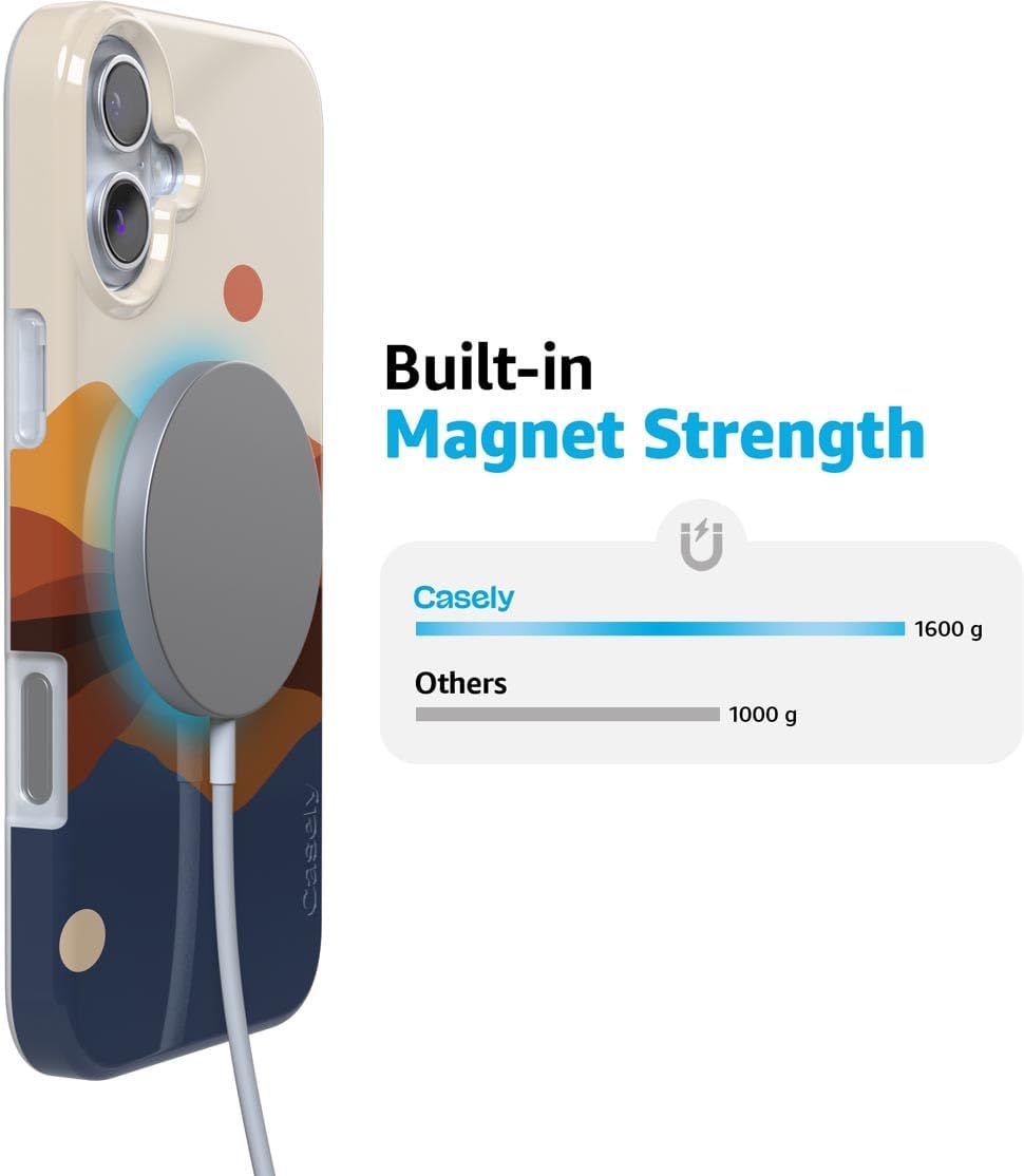 Casely iPhone 16 Case | Opposites Attract | Day & Night Mountains | Compatible with MagSafe | Classic Ultra Slim Design