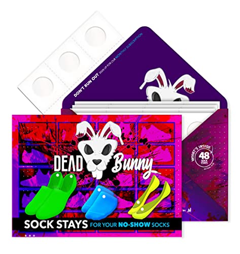 Dead Bunny No Show Sock Stays - Easy to Apply Grip Socks with Extreme 24hr Hold 48 Heel Grips for Non Slip Socks Womens and Men