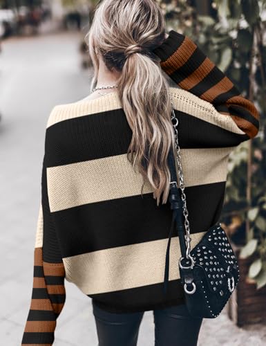 Image of Ugerlov Women's Oversized Sweaters Batwing Sleeve Mock Neck Jumper Tops Chunky Knit Pullover Sweater