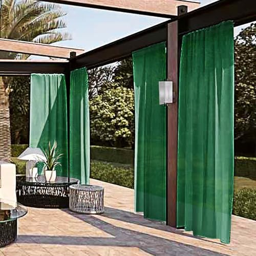 SpaceDresser Waterproof Outdoor Sheer Curtains for Patio - 4 Panels Rod Pocket Indoor Voile Sheer Curtain for Living Room,52W x 96L inch, Foliage Green - Image 2