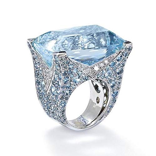 Exquisite Jewelry Ring Love Rings Sparkling Women Cubic Zirconia Ring Bride Wedding Engagement Party Jewelry Gift Wedding Band Best Gifts for Love with Valentine's Day - Blue US 73