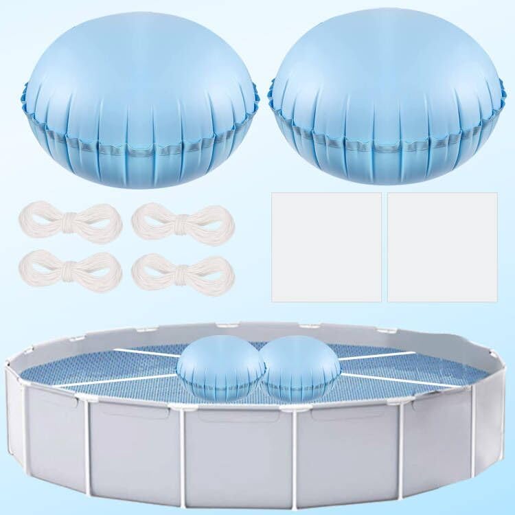 2 almohadas de piscina para piscinas sobre el suelo, 4 pies de diámetro, almohada de aire de piscina resistente de 0.016 in de grosor para cierre de