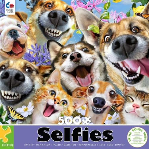Rompecabezas Ceaco - Companion Selfies - 500 piezas para adultos | Arte de Howard Robinson, fabricado en EE.UU., tablero reciclado, tamaño final 26 x 19 pulgadas, incluye póster miniatura 5